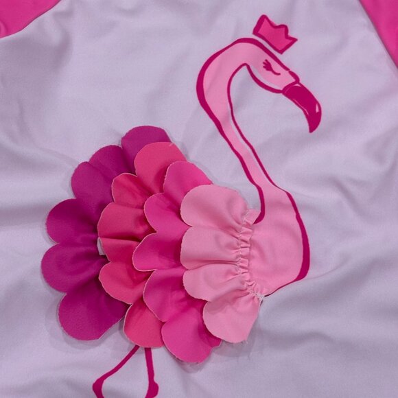 Andy & Evan Girls Flamingo Rash Guard Swim Shirt 3T Polyester Spandex Pink - Picture 3 of 5